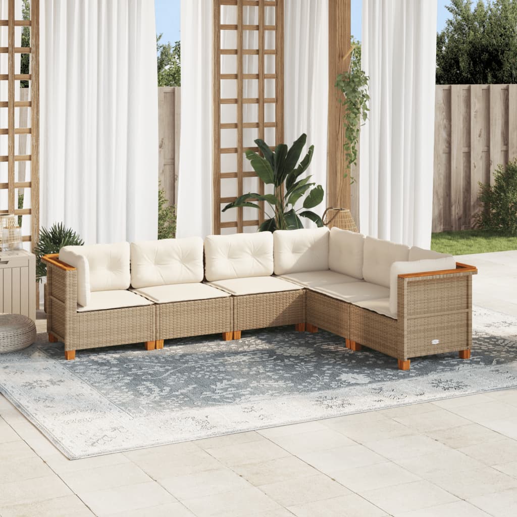 8721102450662_m_en_hd_1 vidaXL 6 Piece Garden Sofa Set with Cushions Beige Poly Rattan - Image 1