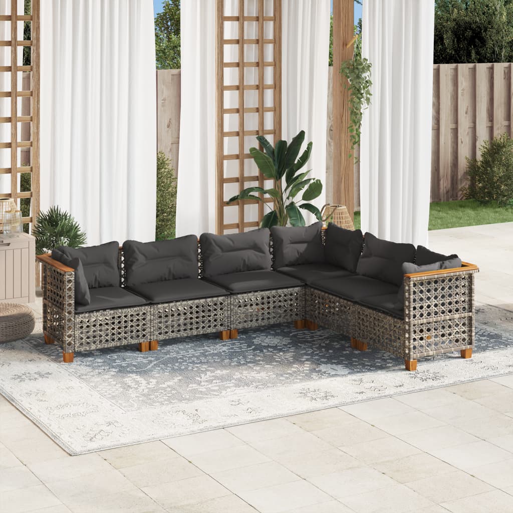 8721102450686_m_en_hd_1 vidaXL 6 Piece Garden Sofa Set with Cushions Grey Poly Rattan - Image 1