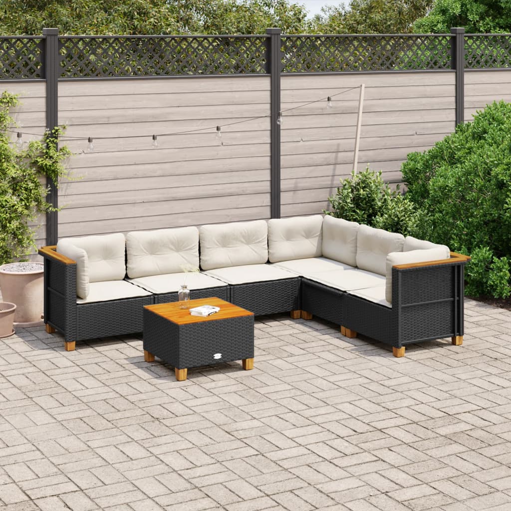 8721102450709_m_en_hd_1 vidaXL 7 Piece Garden Sofa Set with Cushions Black Poly Rattan - Image 1