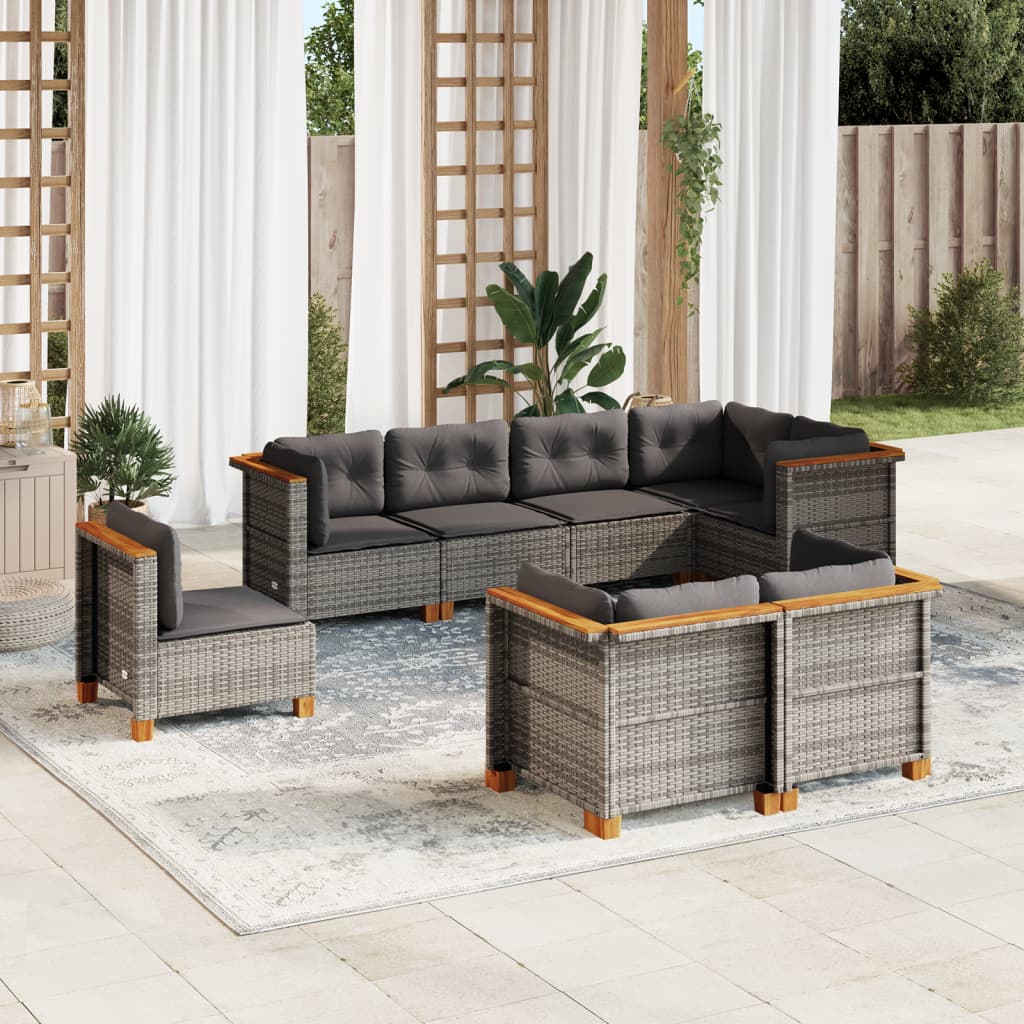 8721102451072_m_en_hd_1 vidaXL 8 Piece Garden Sofa Set with Cushions Grey Poly Rattan - Image 1