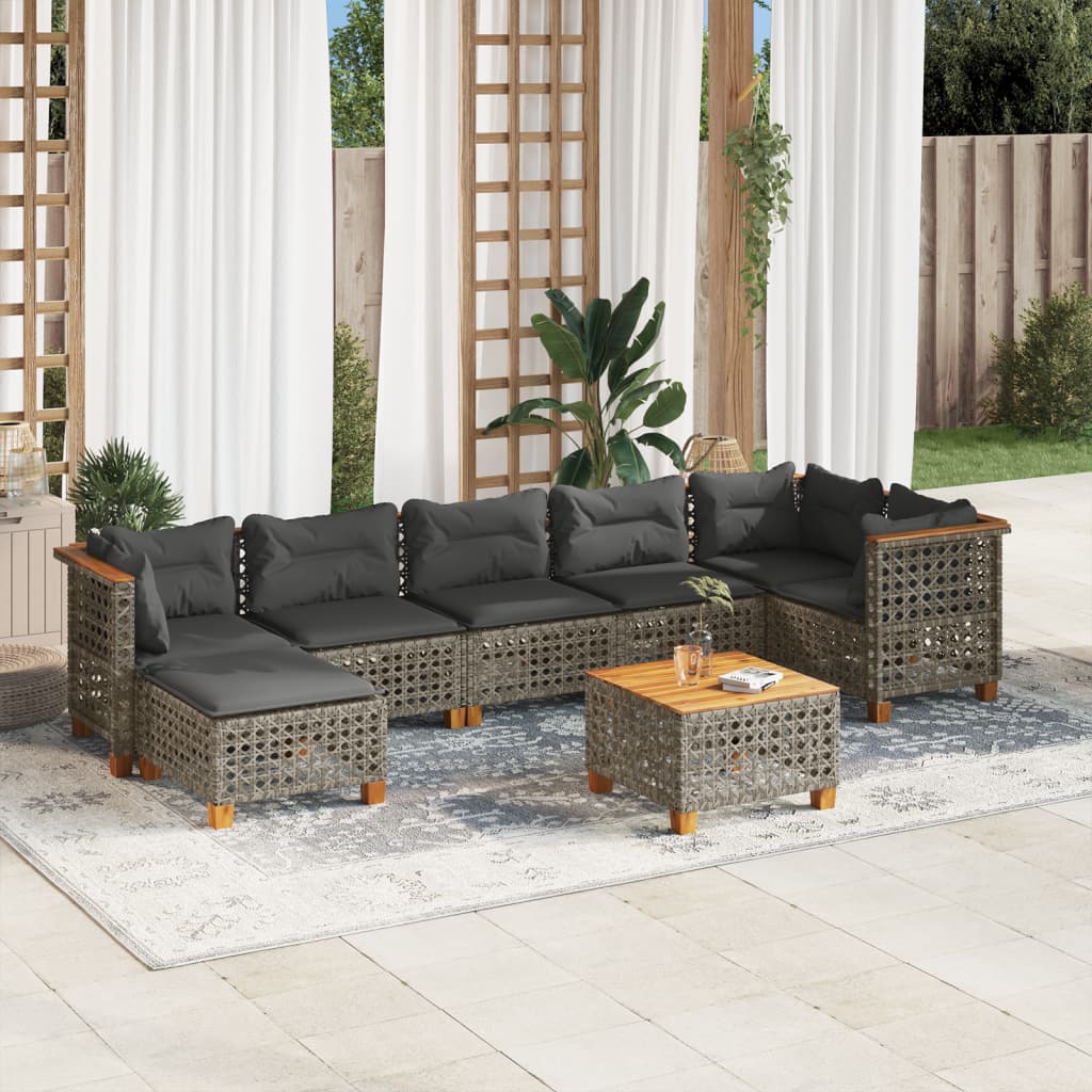 8721102451409_m_en_hd_1 vidaXL 8 Piece Garden Sofa Set with Cushions Grey Poly Rattan - Image 1