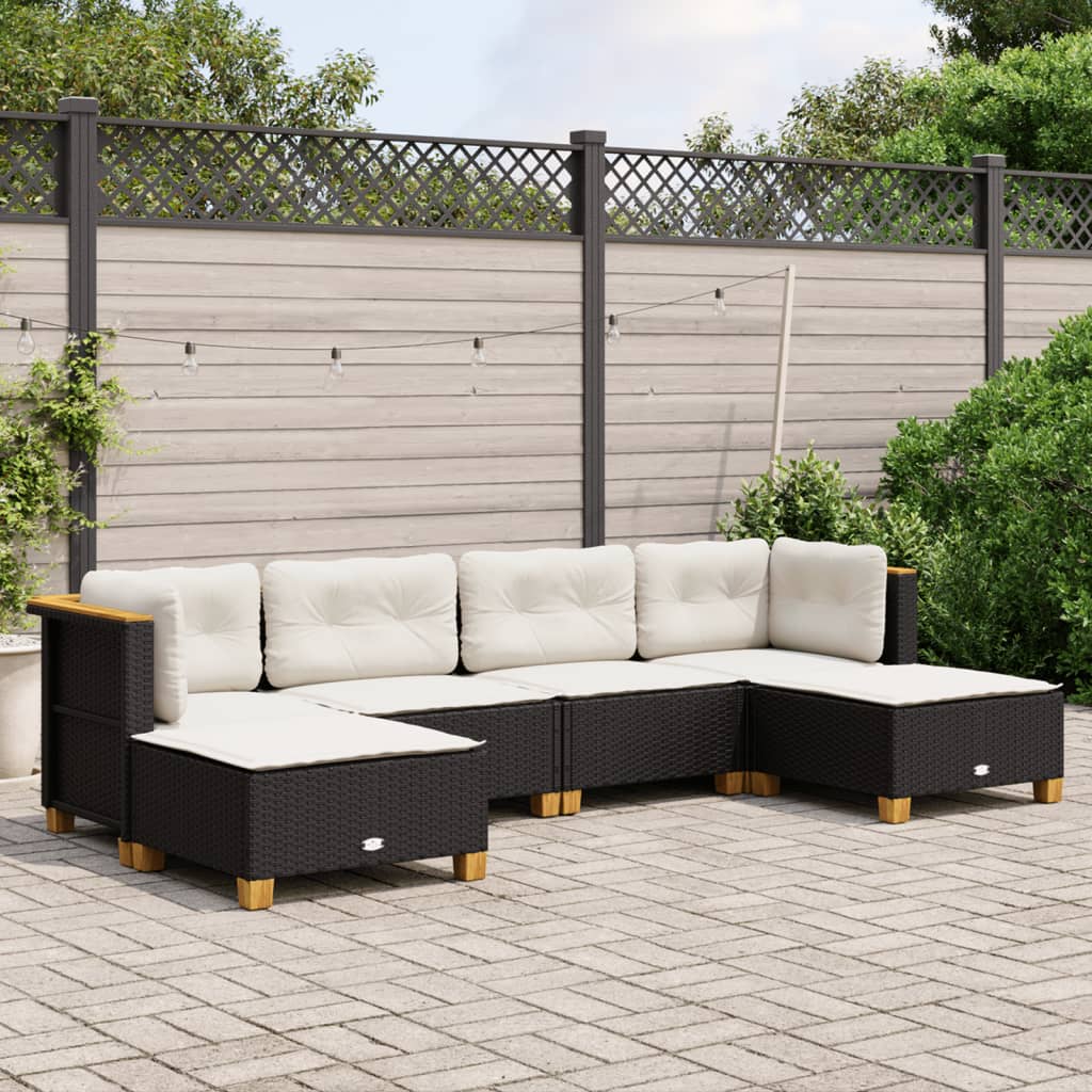 8721102451546_m_en_hd_1 vidaXL 6 Piece Garden Sofa Set with Cushions Black Poly Rattan - Image 1