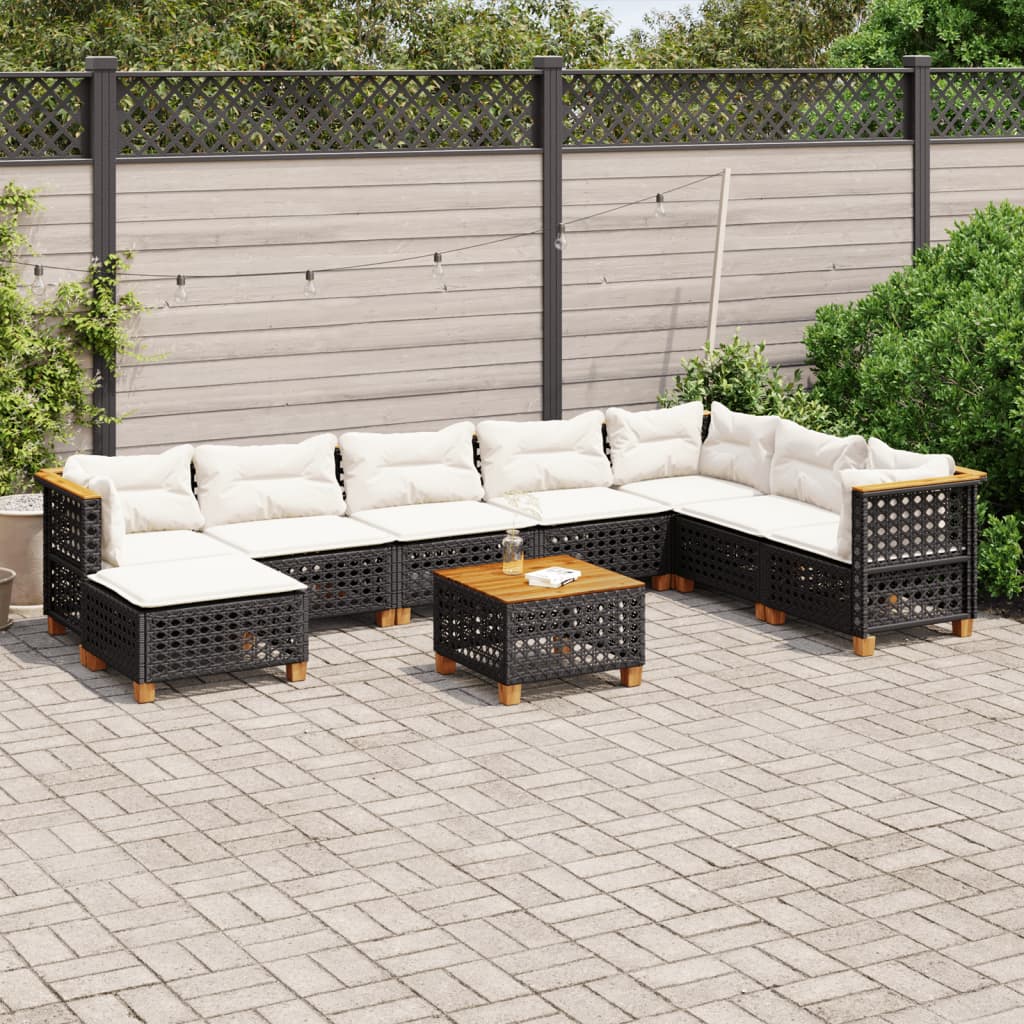 8721102451690_m_en_hd_1 vidaXL 9 Piece Garden Sofa Set with Cushions Black Poly Rattan - Image 1