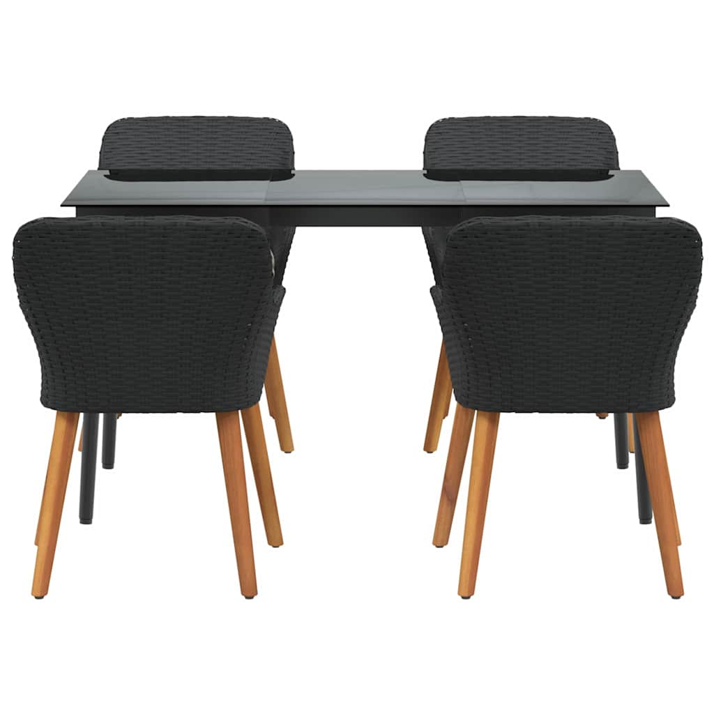 8721102453281_wbg-fr_en_hd_4 vidaXL Garden Dining Set with Cushion 5 pcs Black Poly Rattan - Image 7