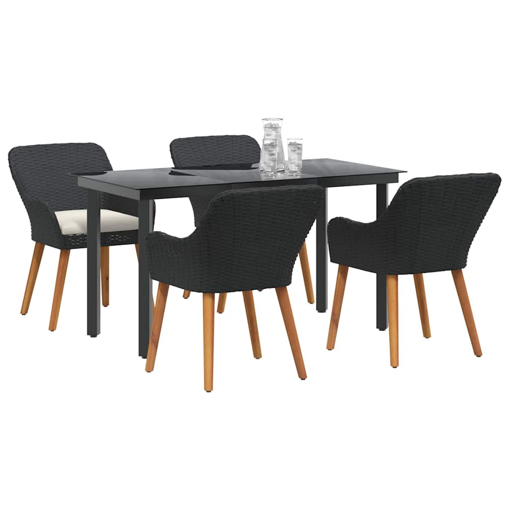 8721102453359_wbg-mo_en_hd_1 vidaXL Garden Dining Set with Cushion 5 pcs Black Poly Rattan - Image 3