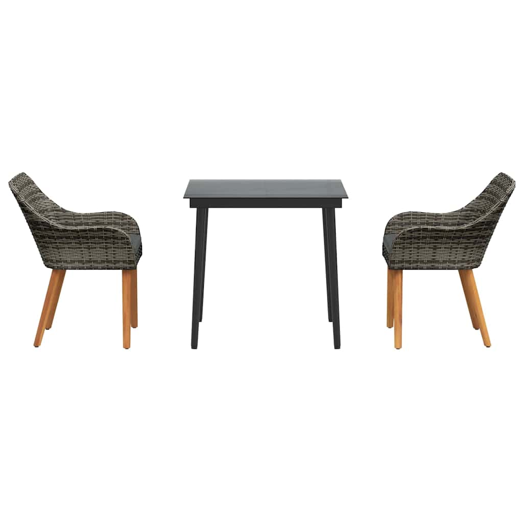 8721102453403_wbg-fr_en_hd_4 vidaXL Garden Dining Set with Cushion 3 pcs Grey Poly Rattan - Image 7