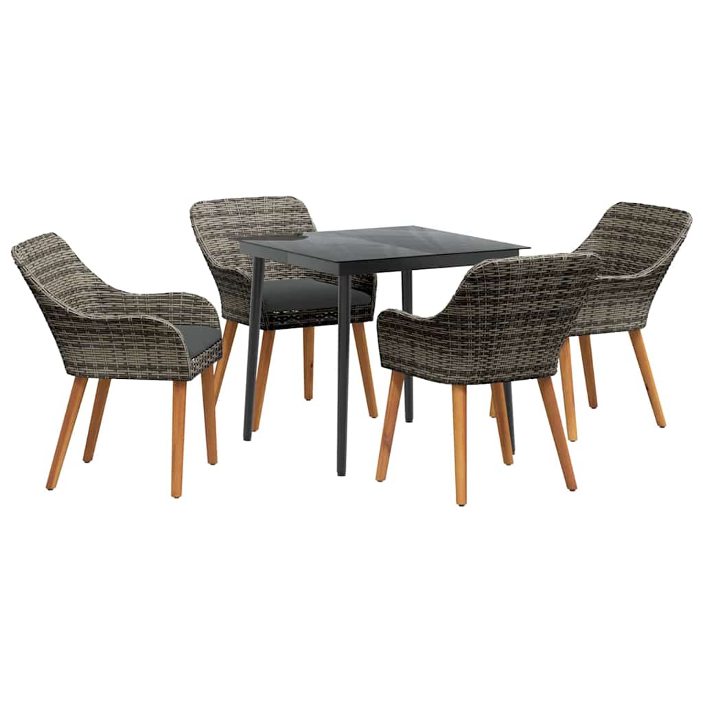 8721102453410_wbg-an-m_en_hd_3 vidaXL Garden Dining Set with Cushion 5 pcs Grey Poly Rattan - Image 2