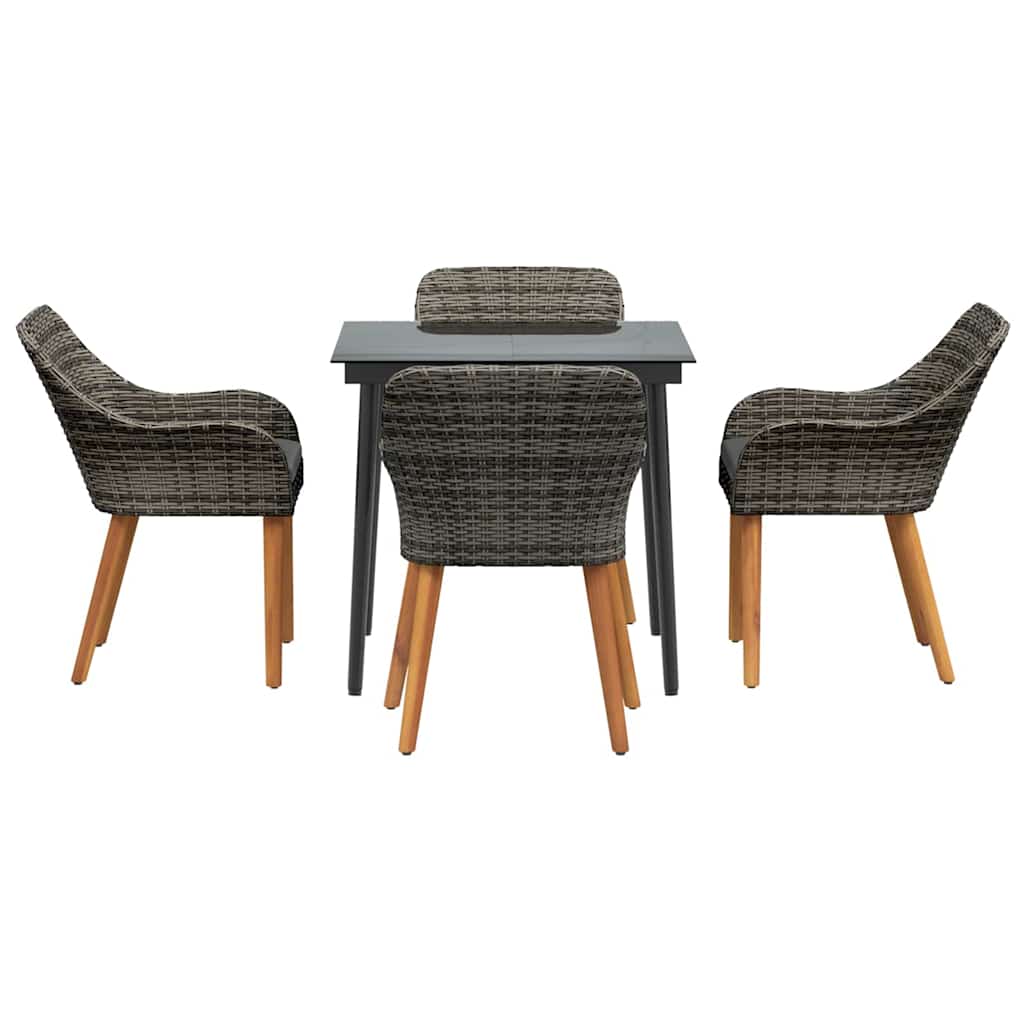 8721102453410_wbg-fr_en_hd_4 vidaXL Garden Dining Set with Cushion 5 pcs Grey Poly Rattan - Image 7
