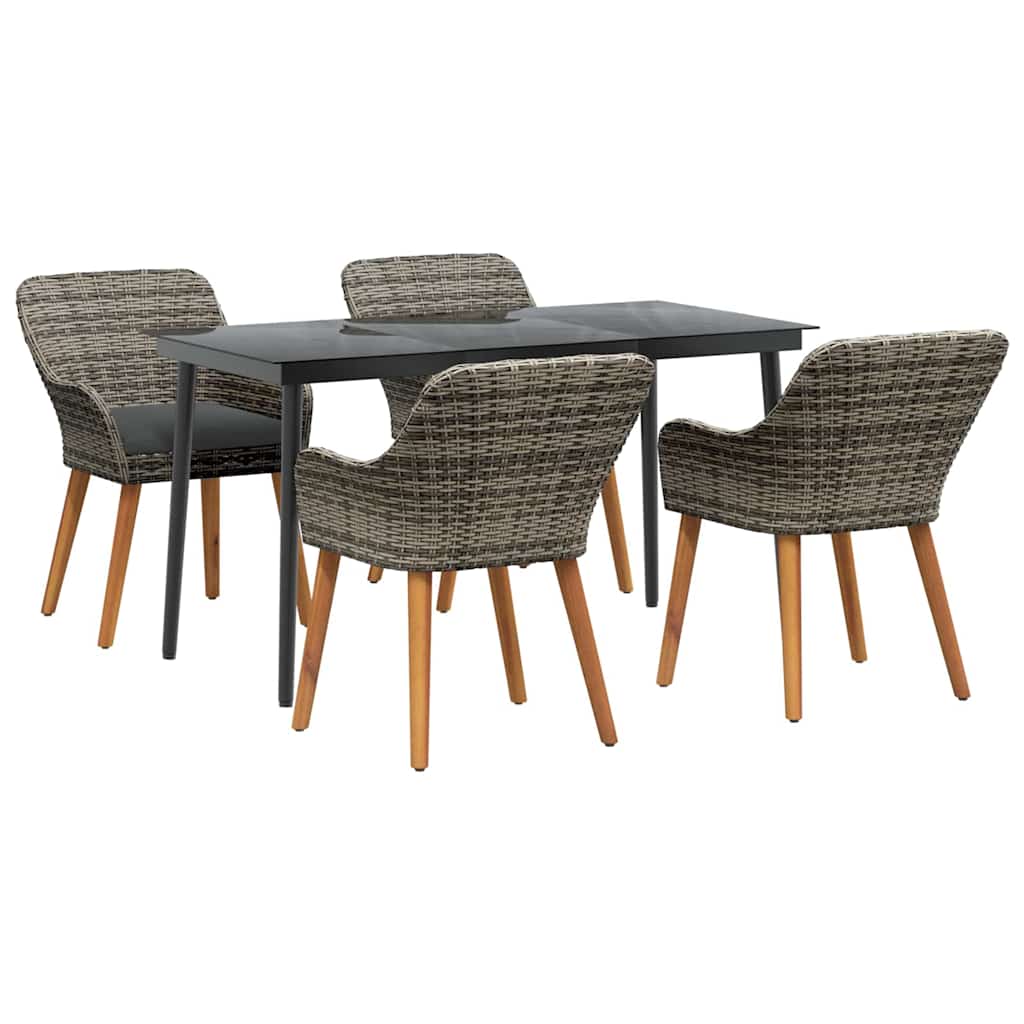 8721102453427_wbg-an-m_en_hd_3 vidaXL Garden Dining Set with Cushion 5 pcs Grey Poly Rattan - Image 2