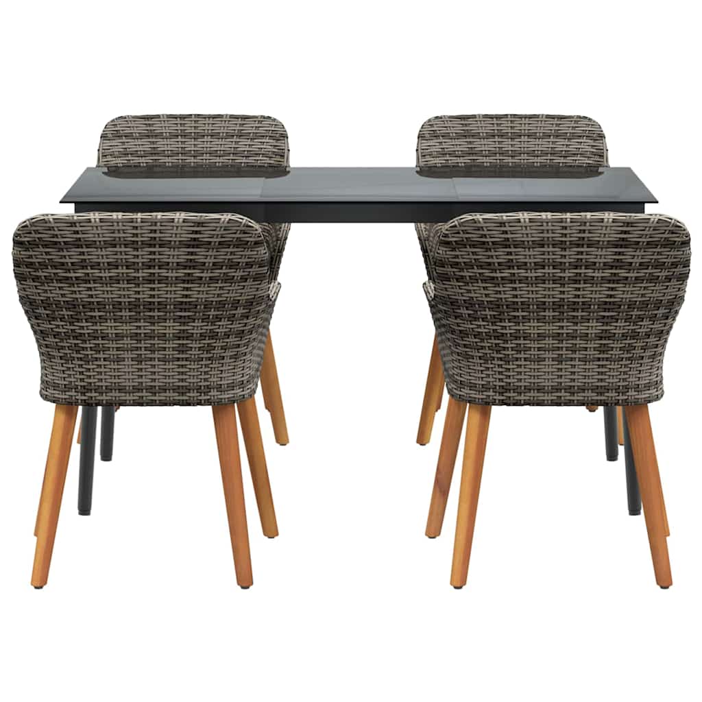 8721102453427_wbg-fr_en_hd_4 vidaXL Garden Dining Set with Cushion 5 pcs Grey Poly Rattan - Image 7