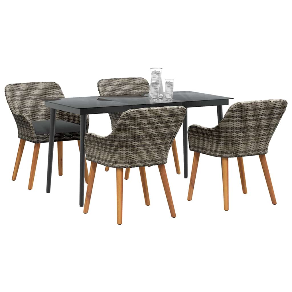 8721102453427_wbg-mo_en_hd_1 vidaXL Garden Dining Set with Cushion 5 pcs Grey Poly Rattan - Image 3
