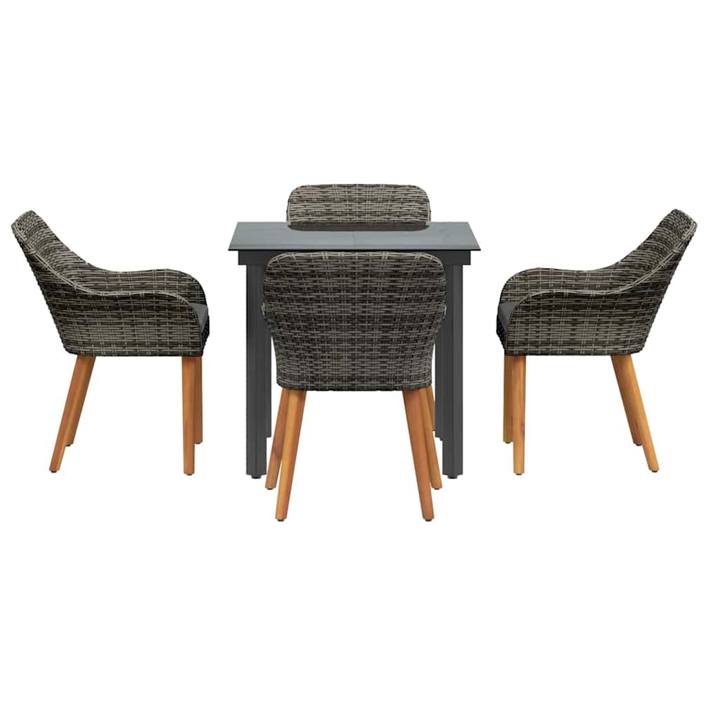 8721102453489_wbg-fr_en_hd_4 vidaXL Garden Dining Set with Cushion 5 pcs Grey Poly Rattan - Image 7