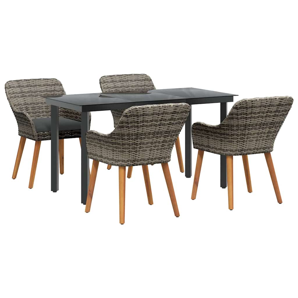 8721102453496_wbg-an-m_en_hd_3 vidaXL Garden Dining Set with Cushion 5 pcs Grey Poly Rattan - Image 2