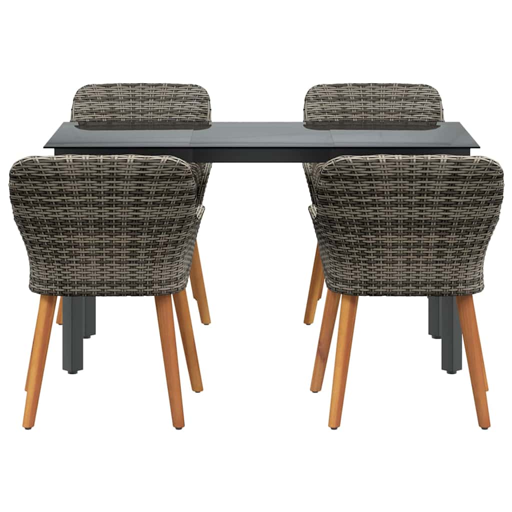 8721102453496_wbg-fr_en_hd_4 vidaXL Garden Dining Set with Cushion 5 pcs Grey Poly Rattan - Image 7