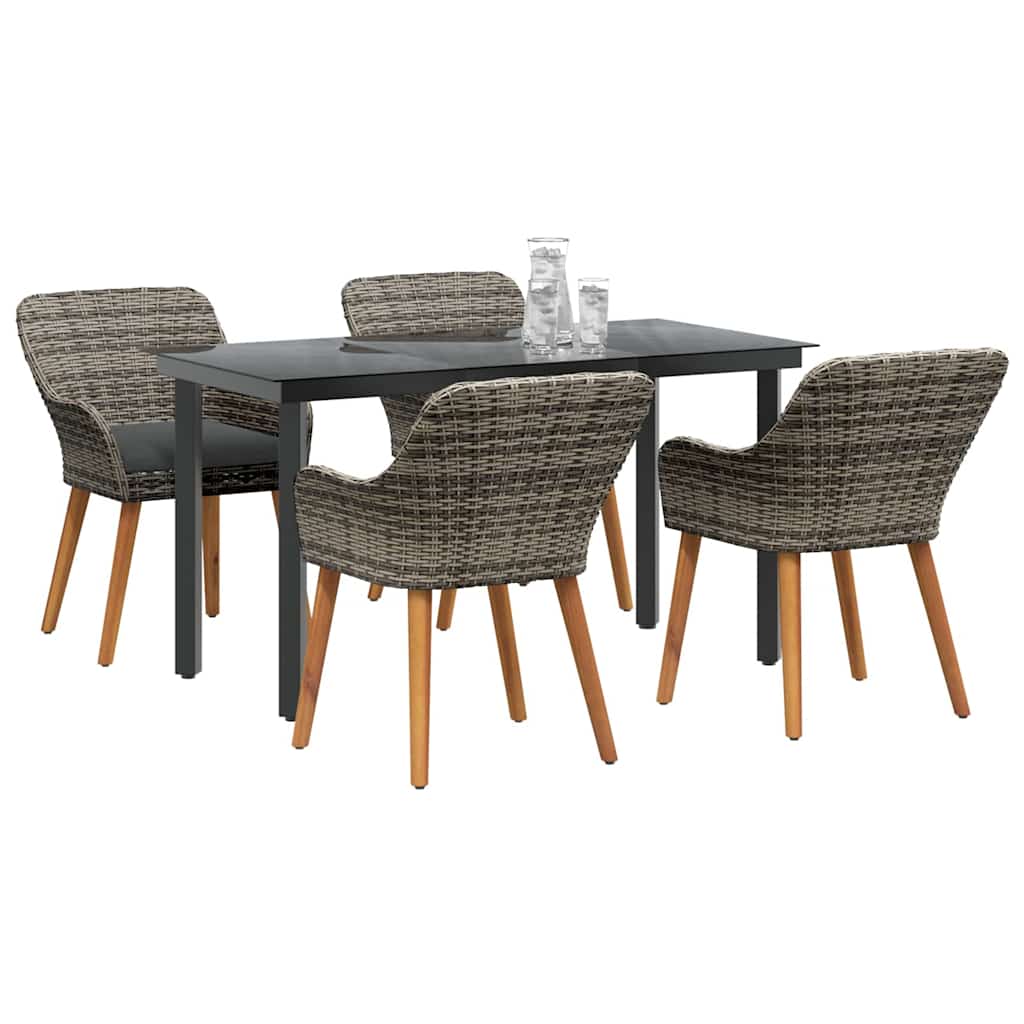 8721102453496_wbg-mo_en_hd_1 vidaXL Garden Dining Set with Cushion 5 pcs Grey Poly Rattan - Image 3