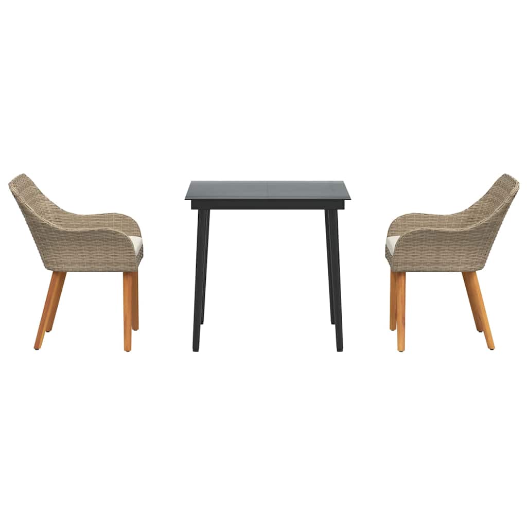 8721102453540_wbg-fr_en_hd_4 vidaXL Garden Dining Set with Cushion 3 pcs Beige Poly Rattan - Image 7