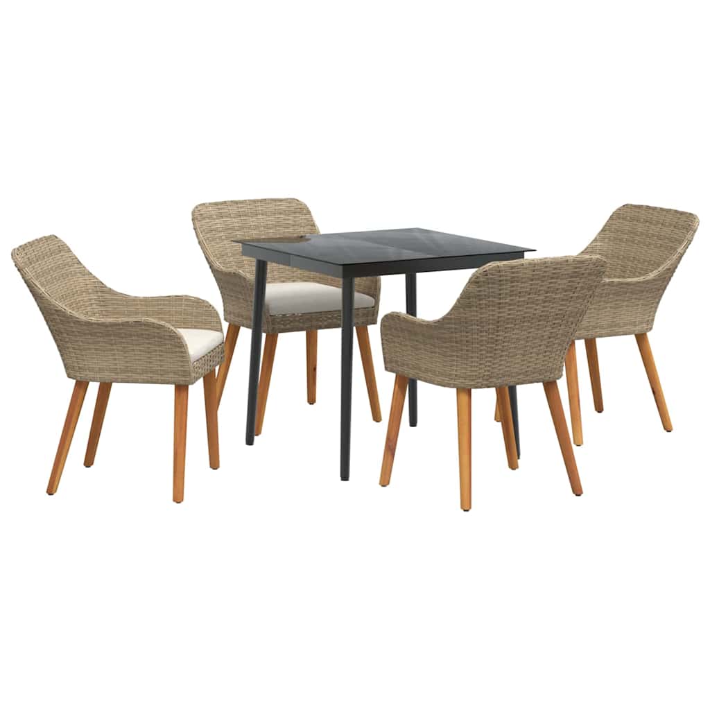 8721102453557_wbg-an-m_en_hd_3 vidaXL Garden Dining Set with Cushion 5 pcs Beige Poly Rattan - Image 2