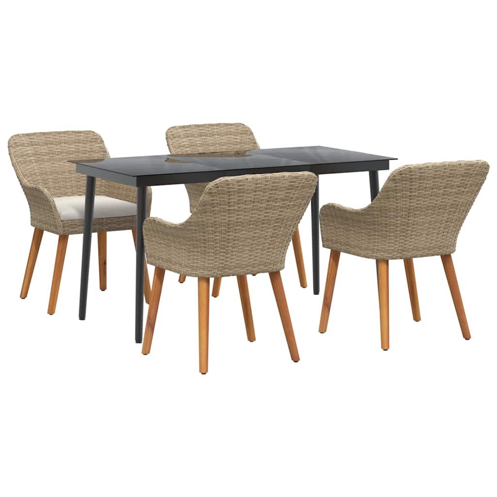 8721102453564_wbg-an-m_en_hd_3 vidaXL Garden Dining Set with Cushion 5 pcs Beige Poly Rattan - Image 2