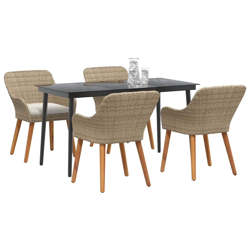 8721102453564_wbg-mo_en_hd_1 vidaXL Garden Dining Set with Cushion 5 pcs Beige Poly Rattan - Image 3