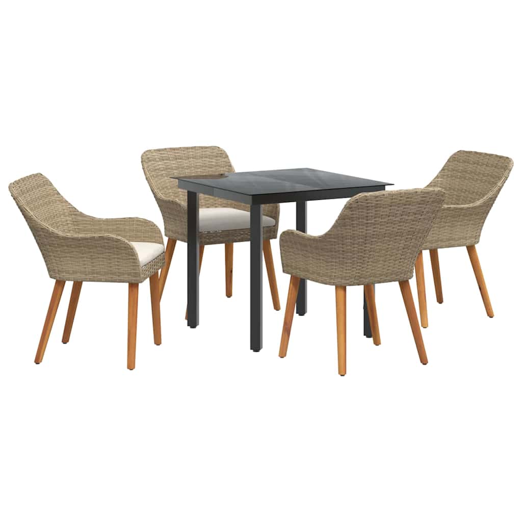 8721102453625_wbg-an-m_en_hd_3 vidaXL Garden Dining Set with Cushion 5 pcs Beige Poly Rattan - Image 2