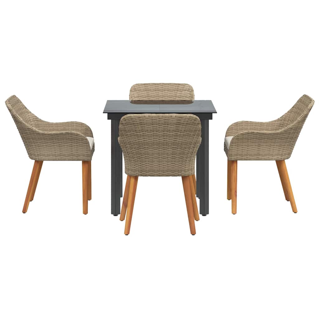 8721102453625_wbg-fr_en_hd_4 vidaXL Garden Dining Set with Cushion 5 pcs Beige Poly Rattan - Image 7