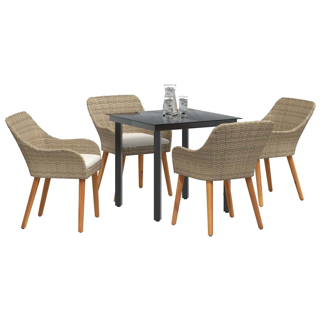8721102453625_wbg-mo_en_hd_1 vidaXL Garden Dining Set with Cushion 5 pcs Beige Poly Rattan - Image 3