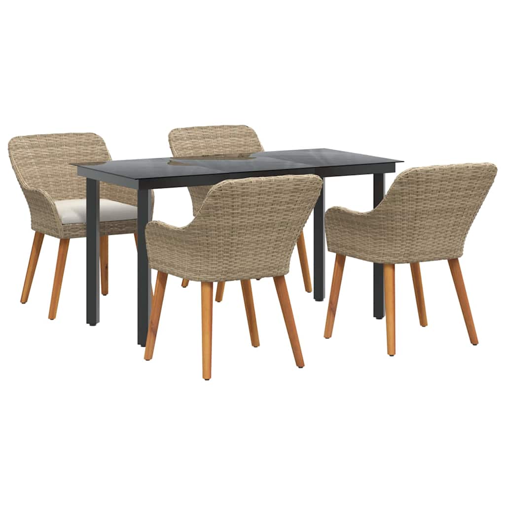 8721102453632_wbg-an-m_en_hd_3 vidaXL Garden Dining Set with Cushion 5 pcs Beige Poly Rattan - Image 2