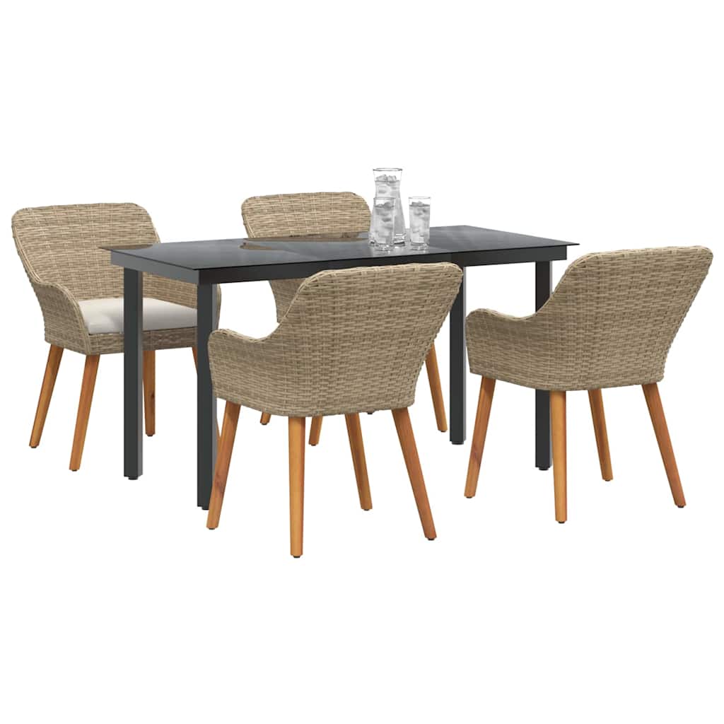 8721102453632_wbg-mo_en_hd_1 vidaXL Garden Dining Set with Cushion 5 pcs Beige Poly Rattan - Image 3