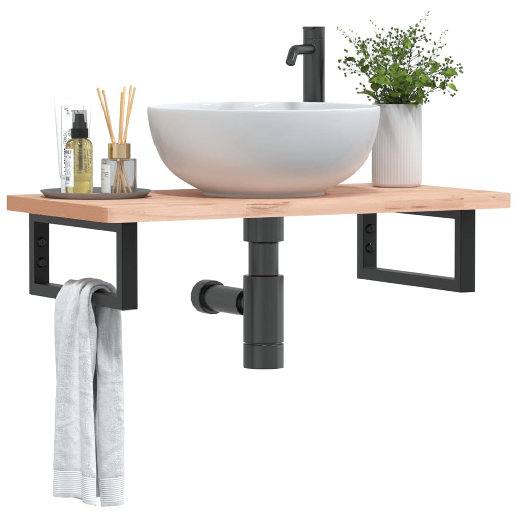 vidaXL Shelf Brackets for Washbasin 2 pcs Black Rectangular Steel