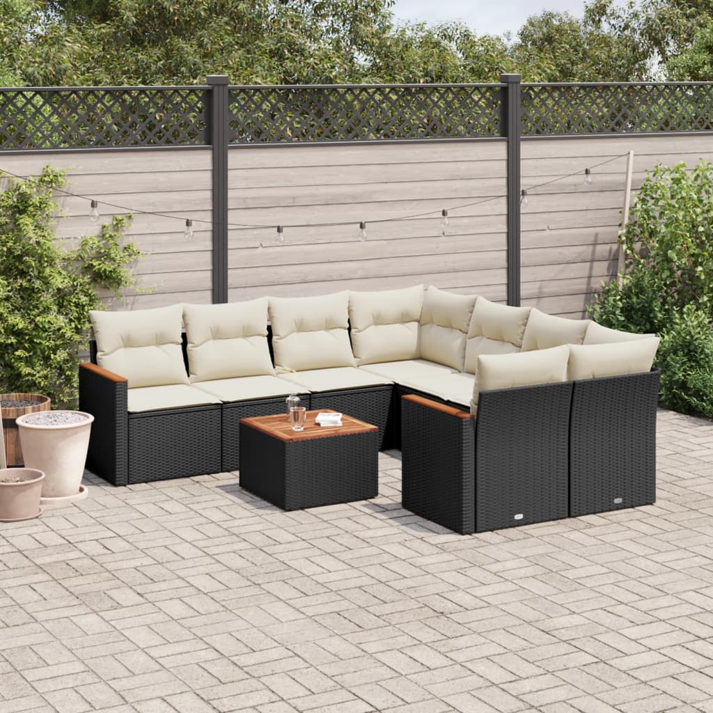 8721102459214_m_en_hd_1 vidaXL 9 Piece Garden Sofa Set with Cushions Black Poly Rattan - Image 1