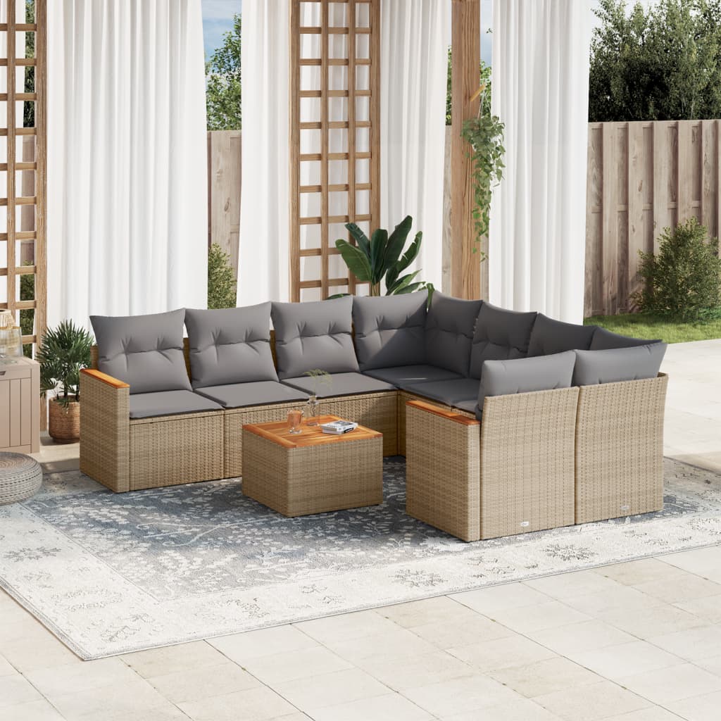 8721102459245_m_en_hd_1 vidaXL 9 Piece Garden Sofa Set with Cushions Beige Poly Rattan - Image 1