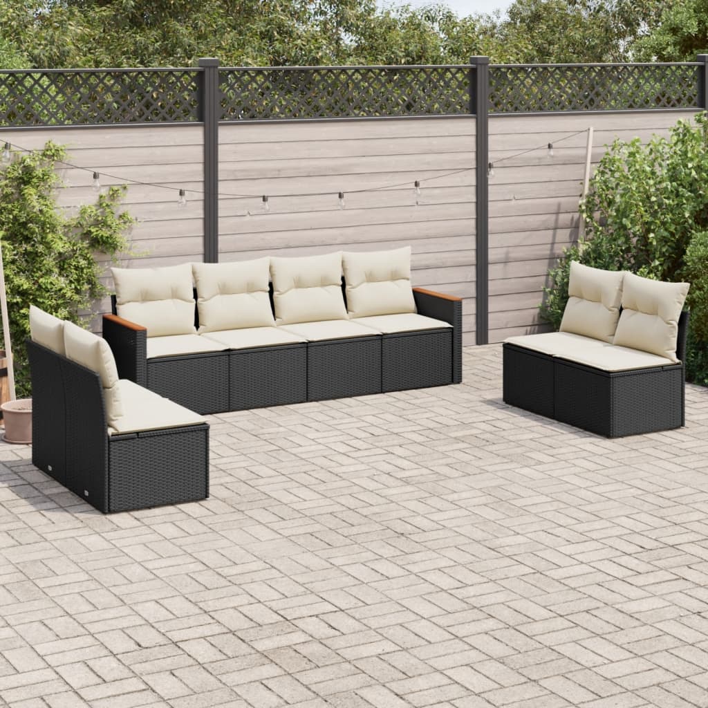 8721102459849_m_en_hd_1 vidaXL 8 Piece Garden Sofa Set with Cushions Black Poly Rattan - Image 1