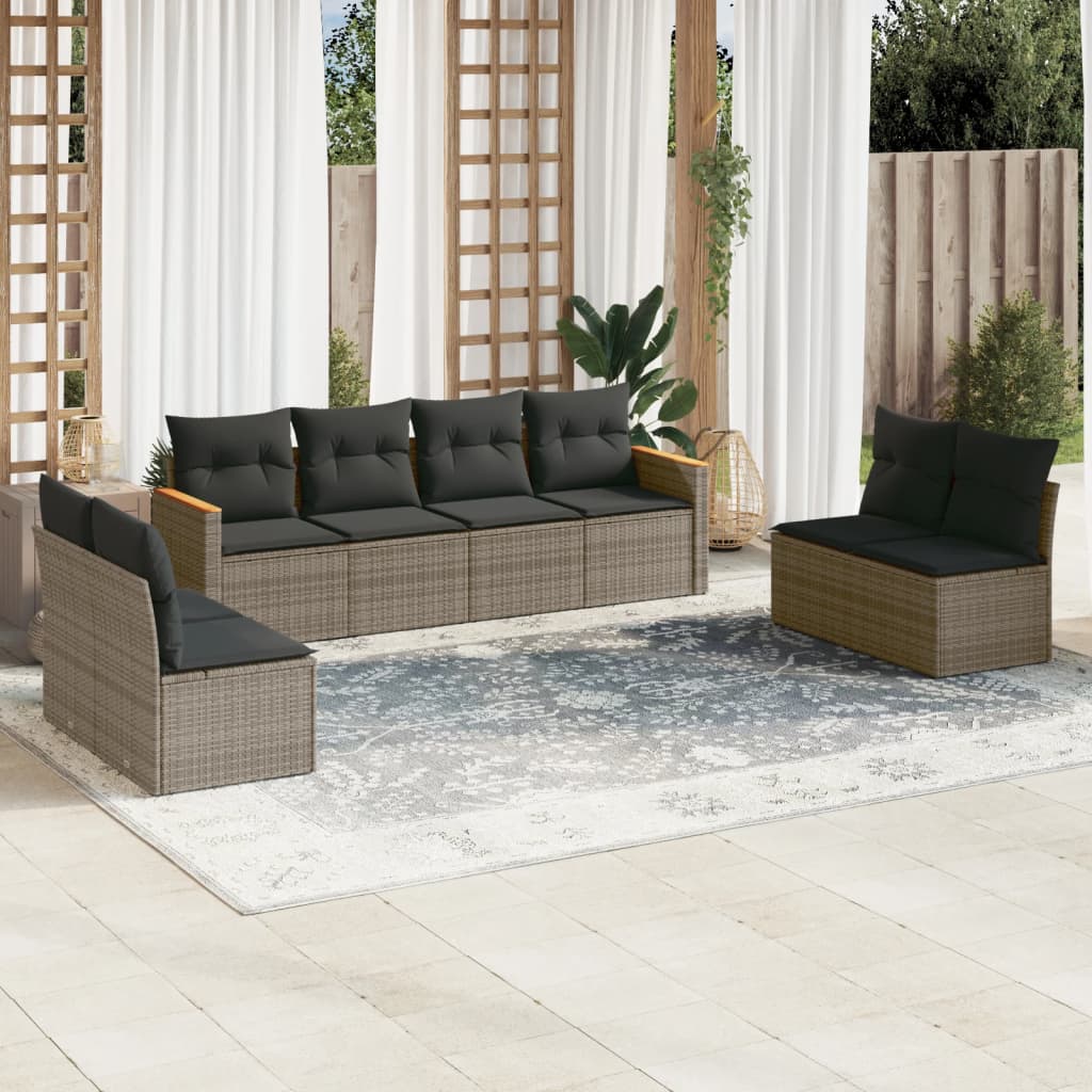 8721102459887_m_en_hd_1 vidaXL 8 Piece Garden Sofa Set with Cushions Grey Poly Rattan - Image 1