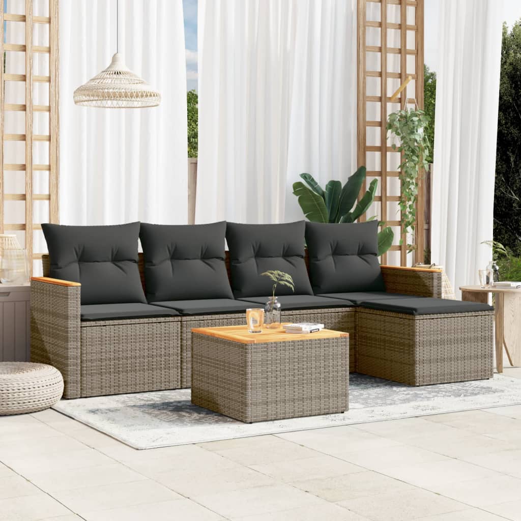 8721102460234_m_en_hd_1 vidaXL 6 Piece Garden Sofa Set with Cushions Grey Poly Rattan - Image 1