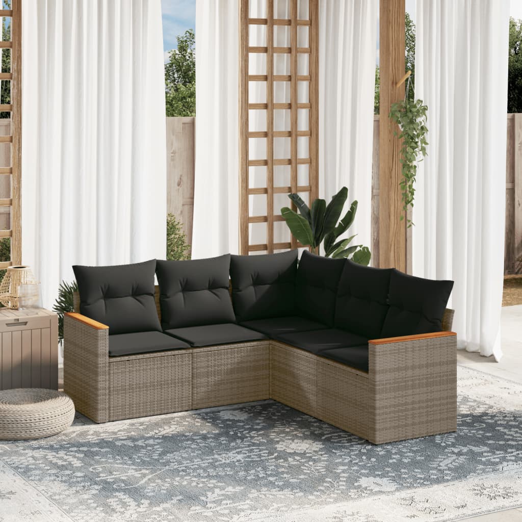 8721102460586_m_en_hd_1 vidaXL 5 Piece Garden Sofa Set with Cushions Grey Poly Rattan - Image 1