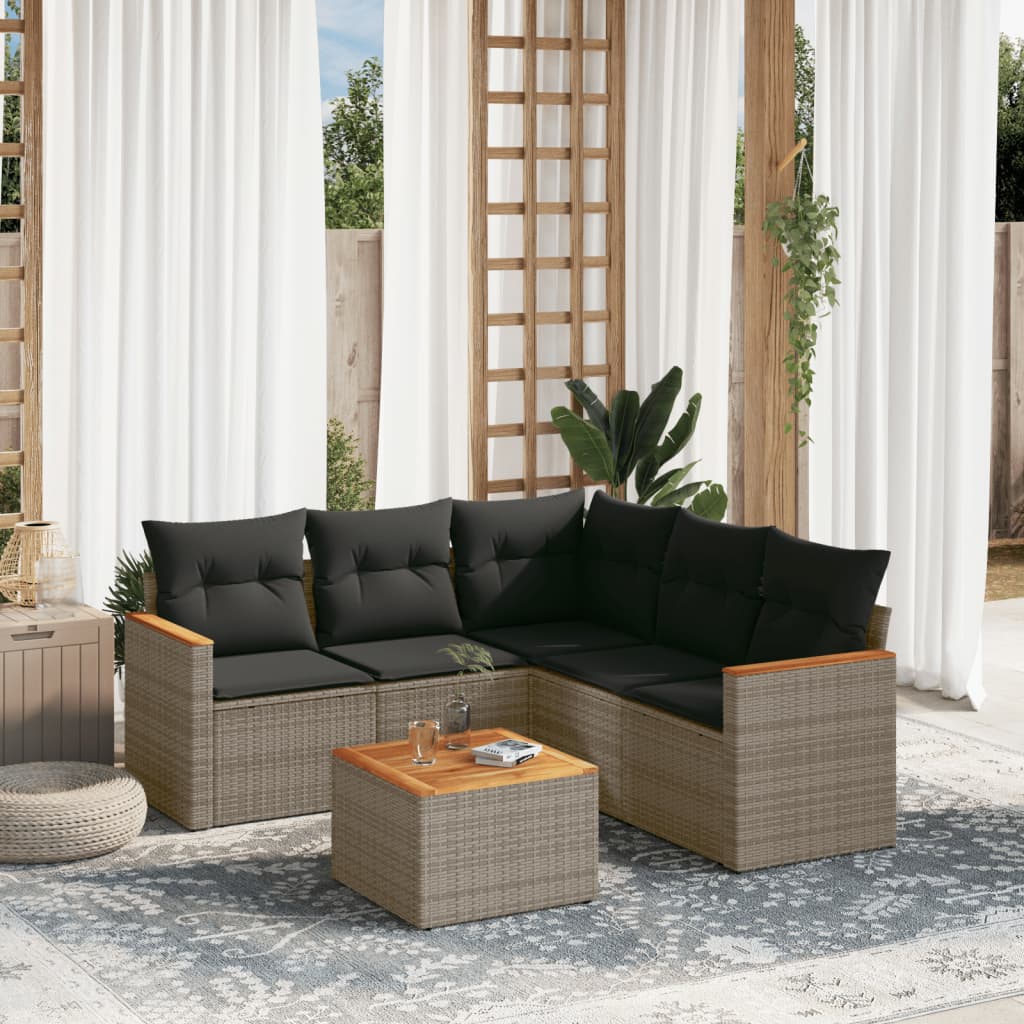 8721102460654_m_en_hd_1 vidaXL 6 Piece Garden Sofa Set with Cushions Grey Poly Rattan - Image 1