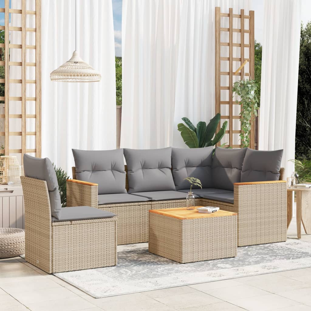 8721102460784_m_en_hd_1 vidaXL 6 Piece Garden Sofa Set with Cushions Beige Poly Rattan - Image 1