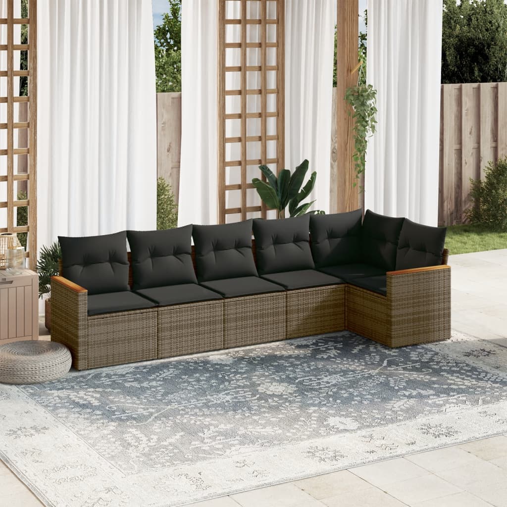 8721102460869_m_en_hd_1 vidaXL 6 Piece Garden Sofa Set with Cushions Grey Poly Rattan - Image 1