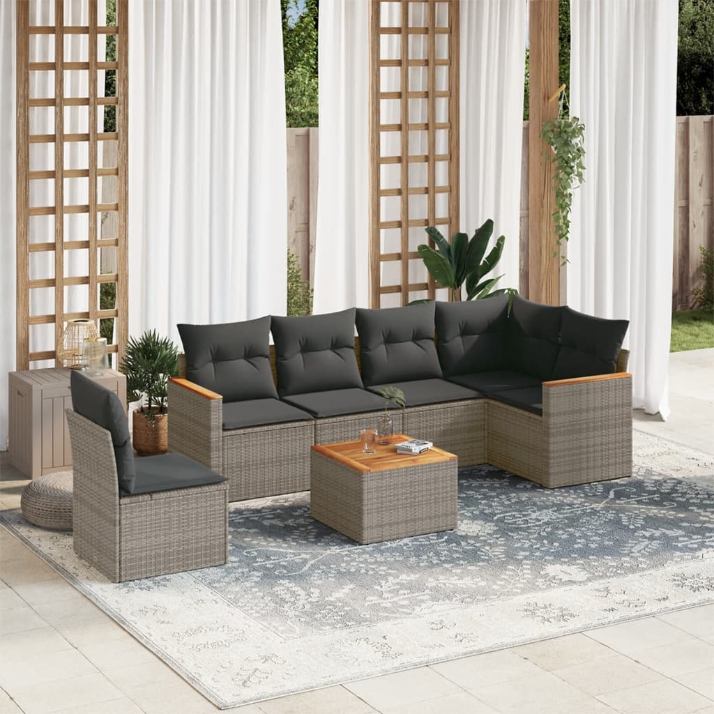 8721102461217_m_en_hd_1 vidaXL 7 Piece Garden Sofa Set with Cushions Grey Poly Rattan - Image 1