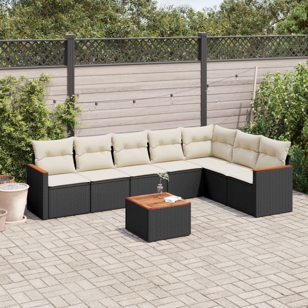 8721102461316_m_en_hd_1 vidaXL 8 Piece Garden Sofa Set with Cushions Black Poly Rattan - Image 1