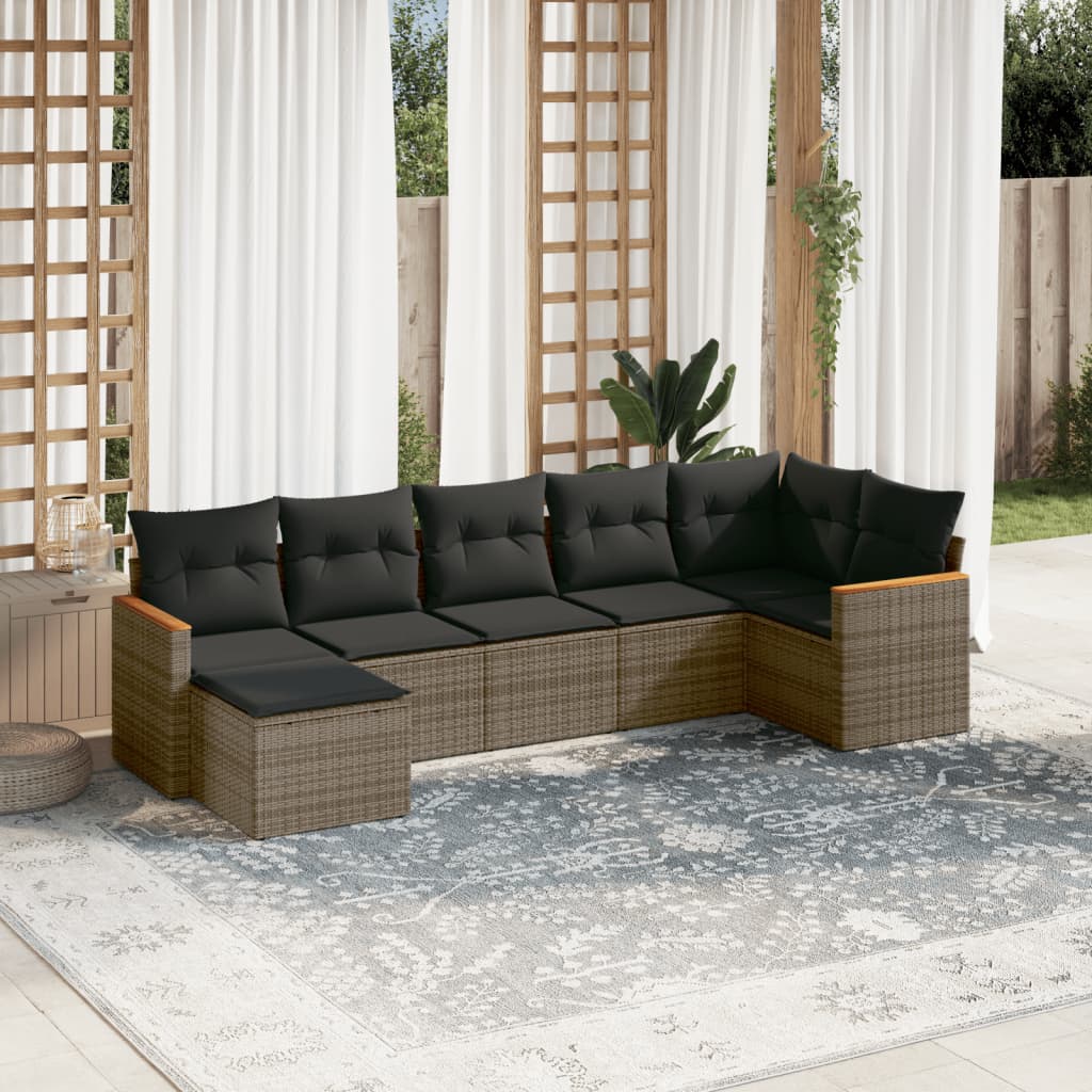 8721102462894_m_en_hd_1 vidaXL 7 Piece Garden Sofa Set with Cushions Grey Poly Rattan - Image 1