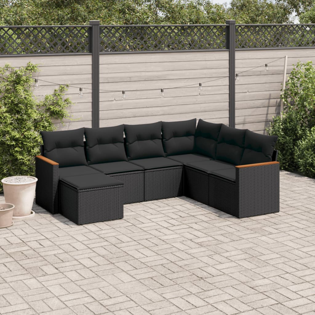 8721102462986_m_en_hd_1 vidaXL 7 Piece Garden Sofa Set with Cushions Black Poly Rattan - Image 1