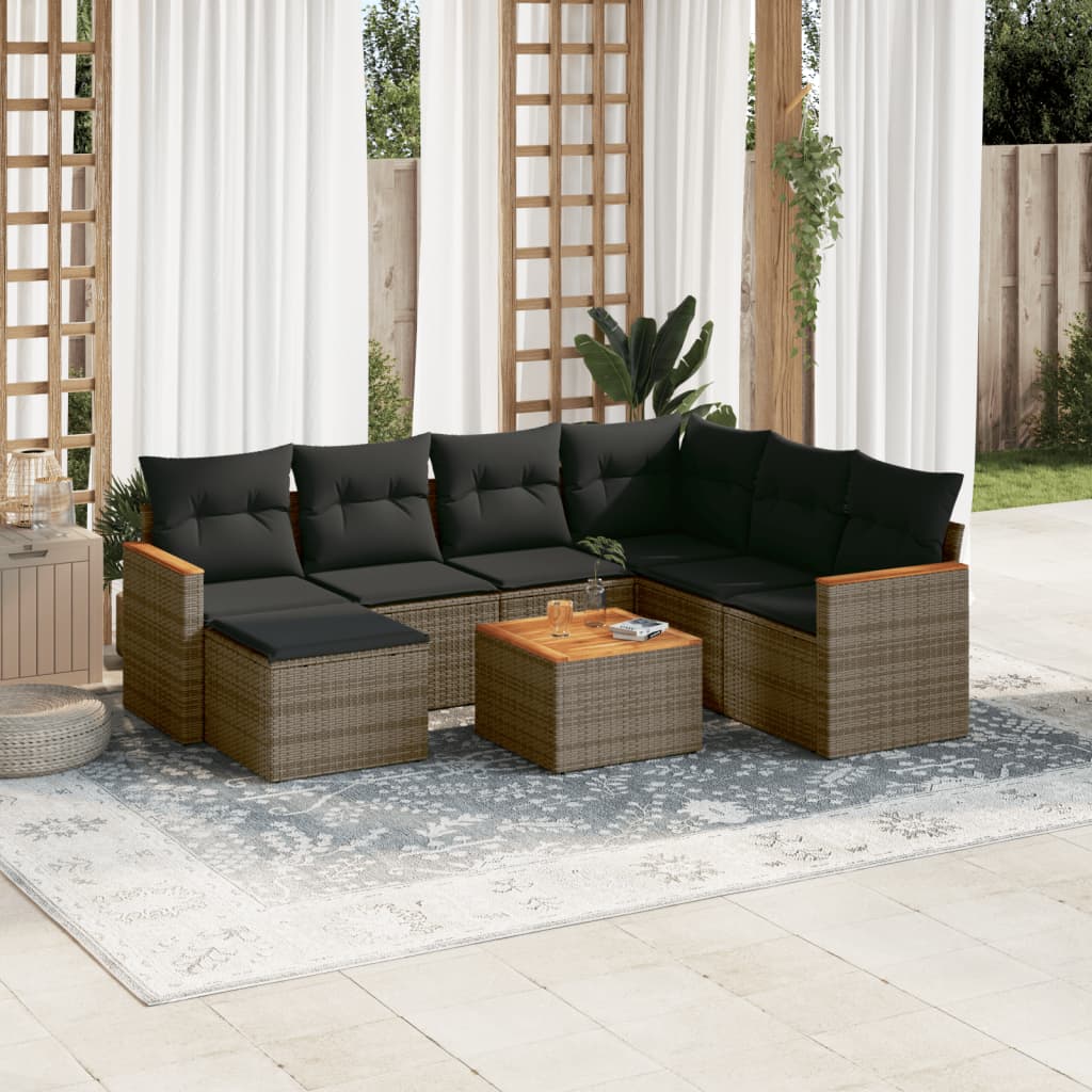8721102463105_m_en_hd_1 vidaXL 8 Piece Garden Sofa Set with Cushions Grey Poly Rattan - Image 1