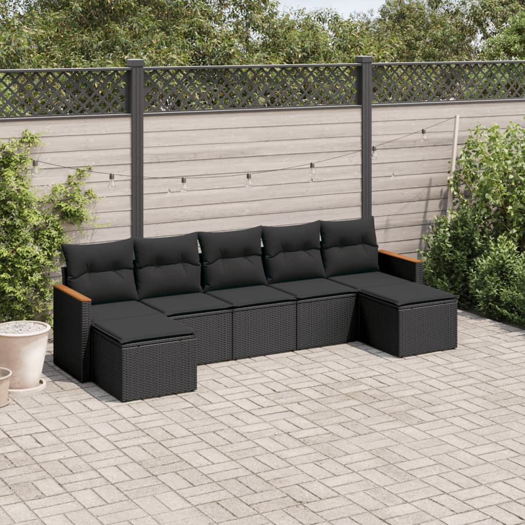 8721102463266_m_en_hd_1 vidaXL 7 Piece Garden Sofa Set with Cushions Black Poly Rattan - Image 1