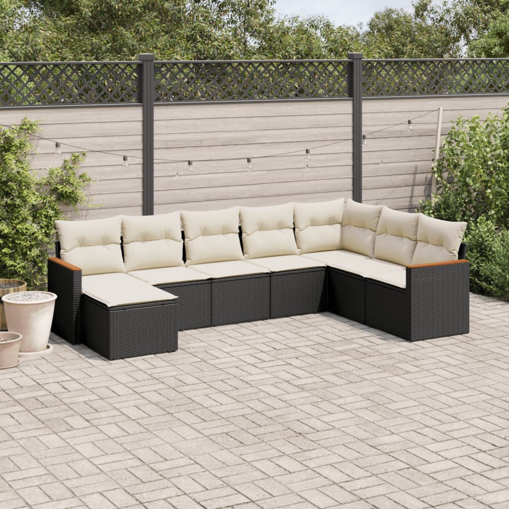 8721102463419_m_en_hd_1 vidaXL 8 Piece Garden Sofa Set with Cushions Black Poly Rattan - Image 1