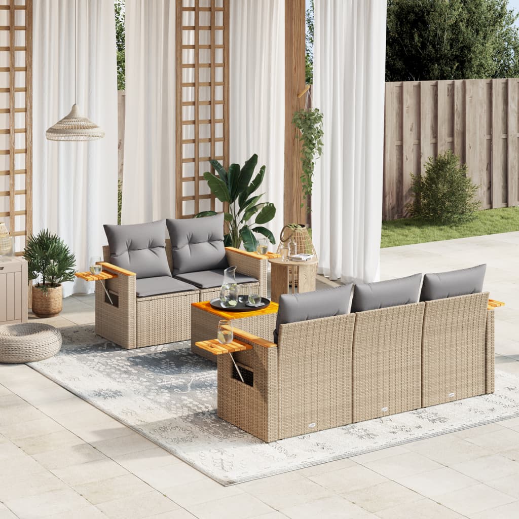8721102467226_m_en_hd_1 vidaXL 6 Piece Garden Sofa Set with Cushions Beige Poly Rattan - Image 1
