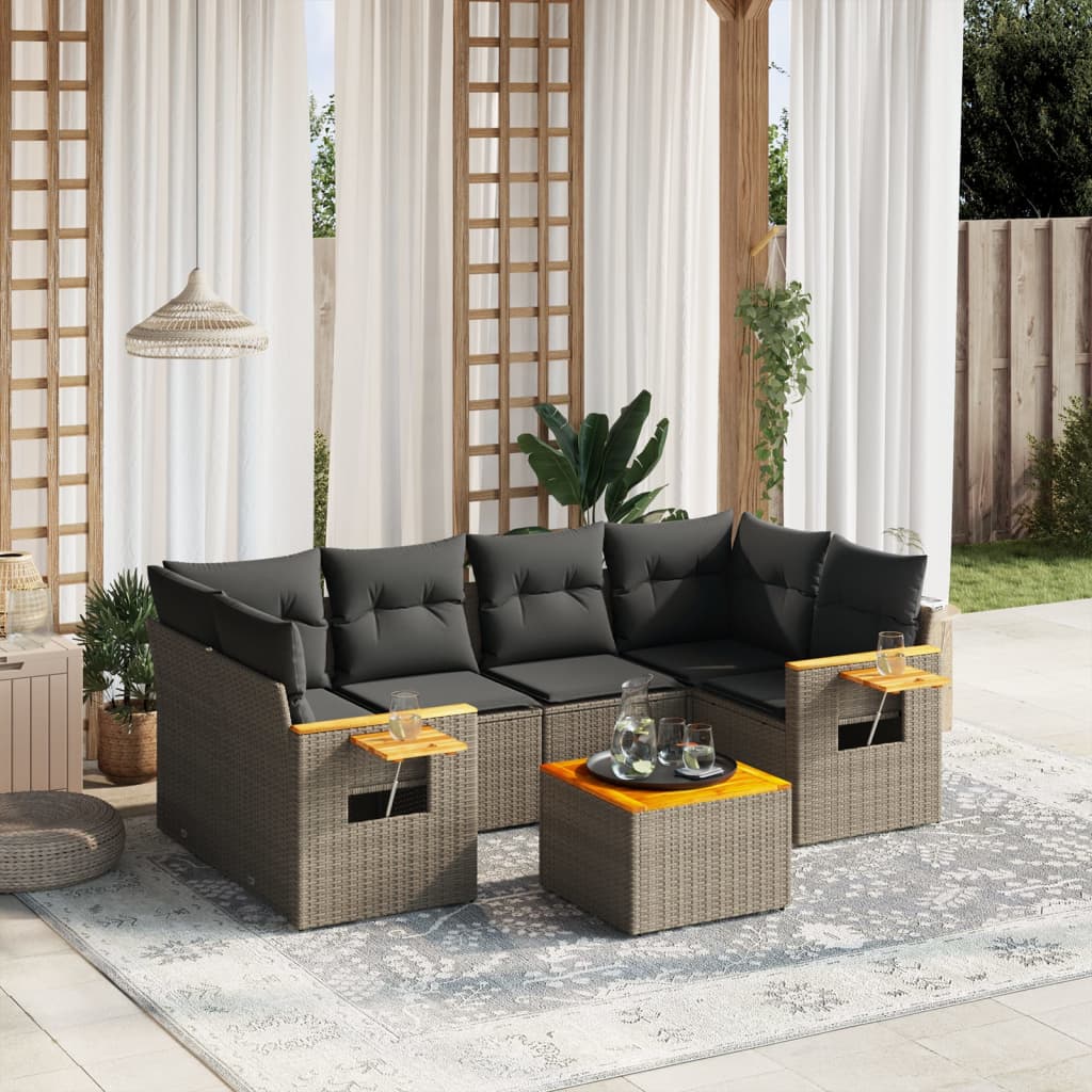 8721102467370_m_en_hd_1 vidaXL 7 Piece Garden Sofa Set with Cushions Grey Poly Rattan - Image 1