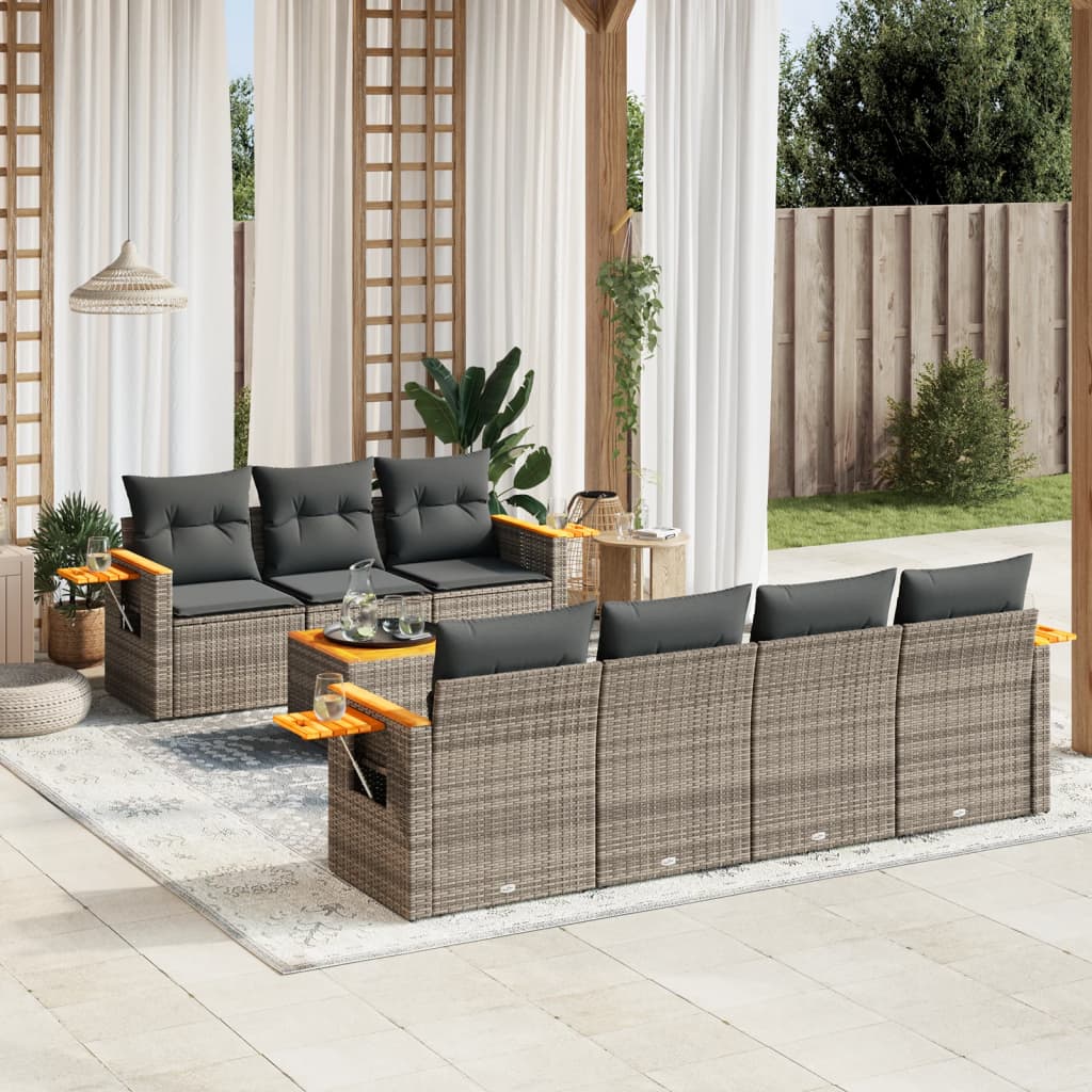 8721102467448_m_en_hd_1 vidaXL 8 Piece Garden Sofa Set with Cushions Grey Poly Rattan - Image 1