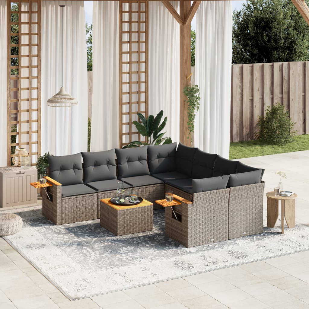 8721102467653_m_en_hd_1 vidaXL 9 Piece Garden Sofa Set with Cushions Grey Poly Rattan - Image 1