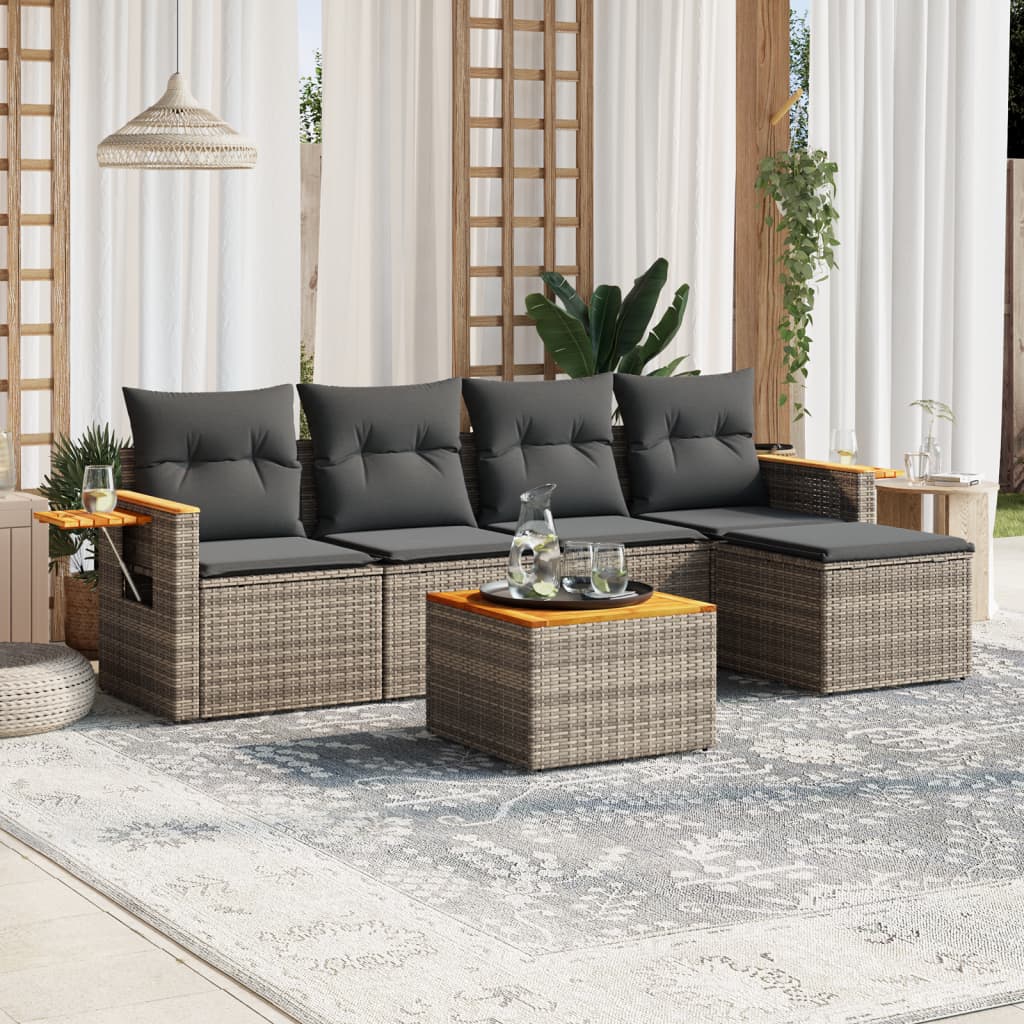 8721102468636_m_en_hd_1 vidaXL 6 Piece Garden Sofa Set with Cushions Grey Poly Rattan - Image 1